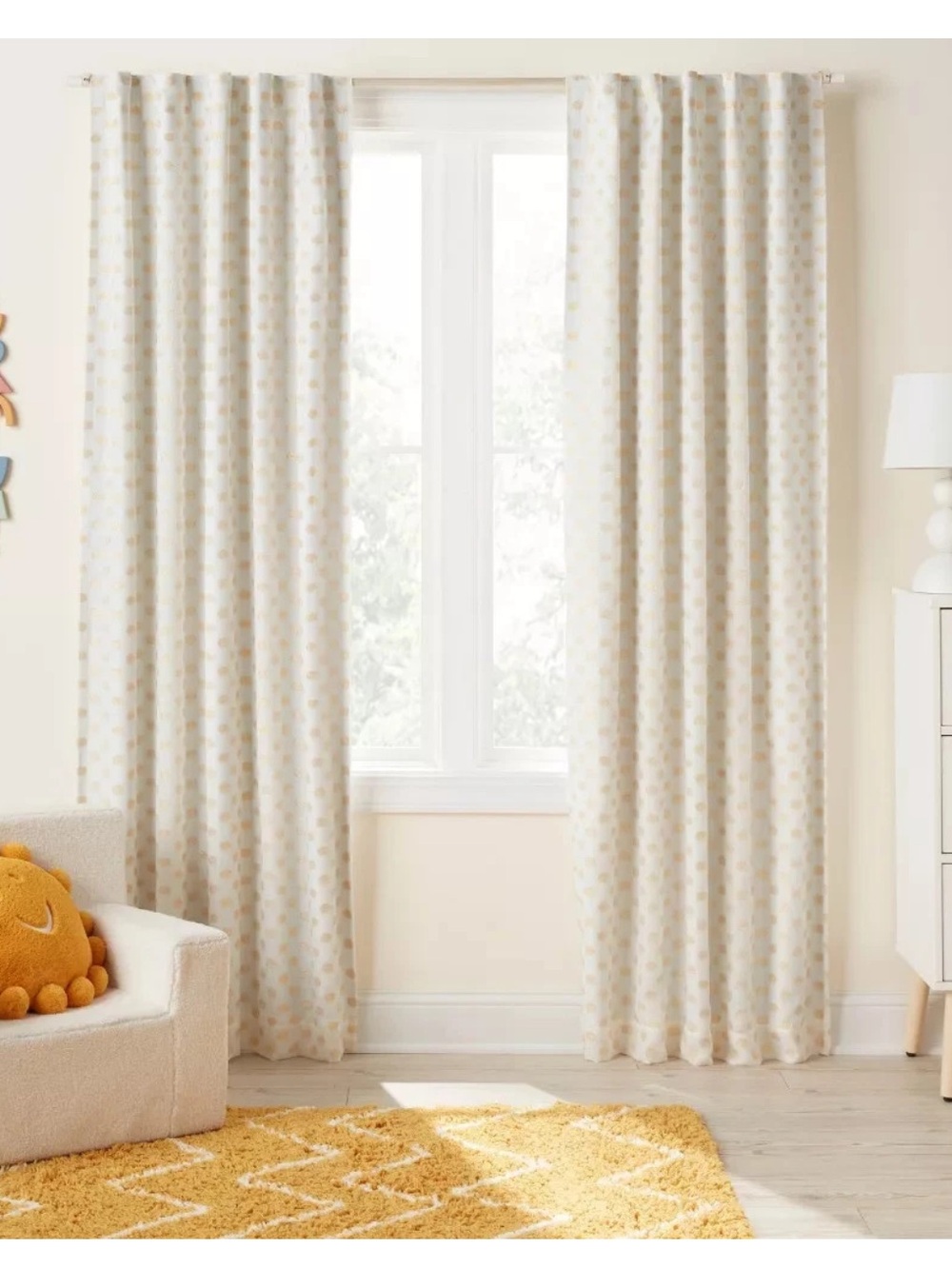 SET OF 2 PANELS Pillowfort™ 42x84 Blackout Curtain Metallic Gold Clipped Dotted
